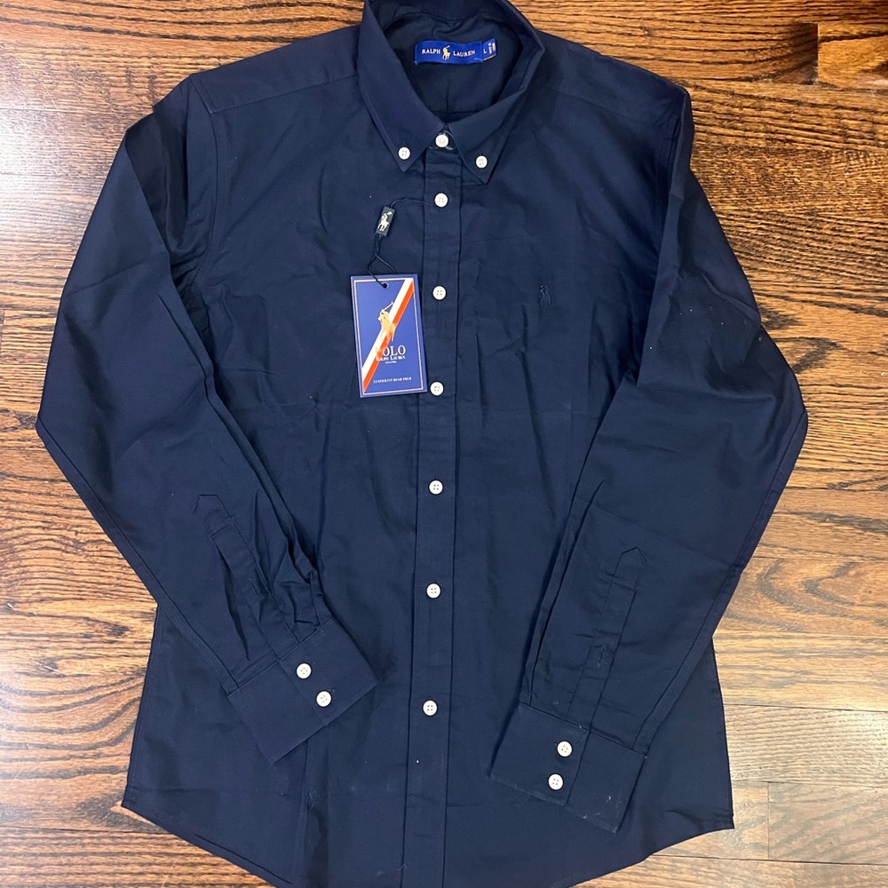 Polo Ralph Lauren Boys L Navy Oxford button down NWT